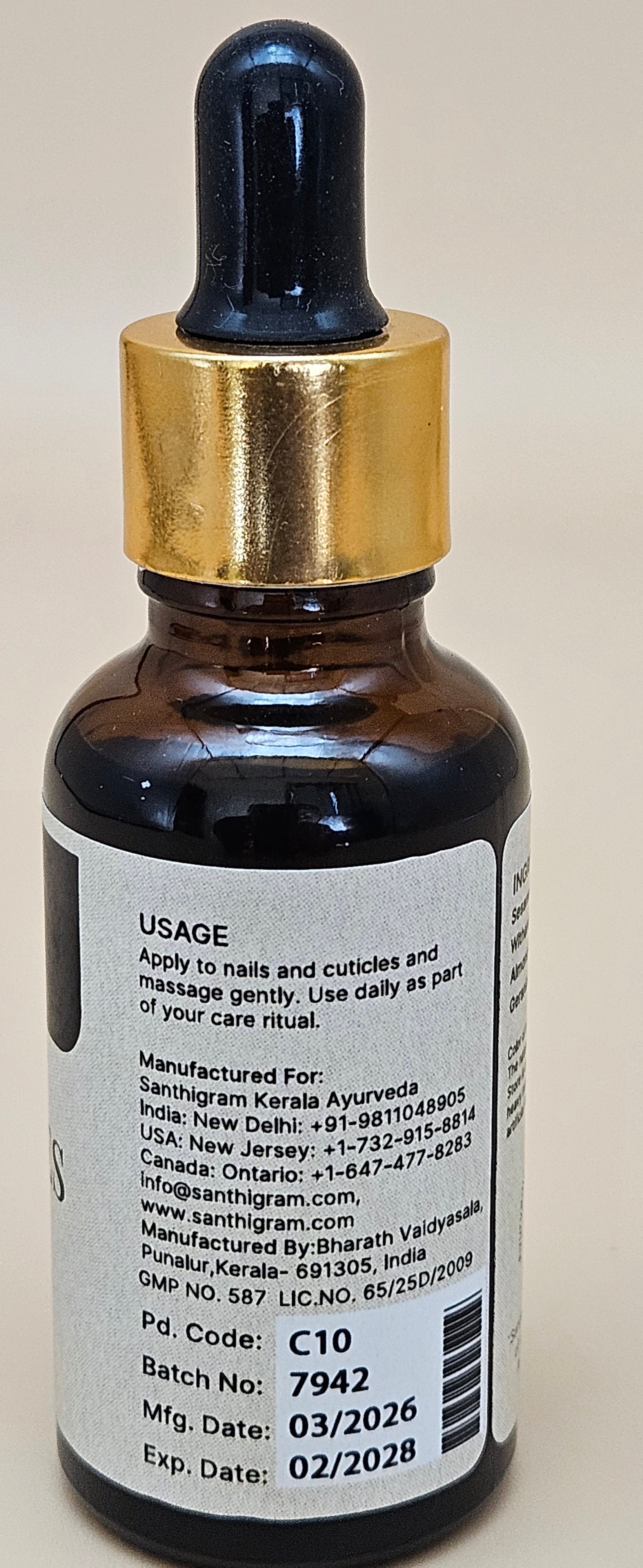 Nail Cares Cuticle Oil — Ashwagandha & Almond Oil | Santhigram Herbals, 30ml