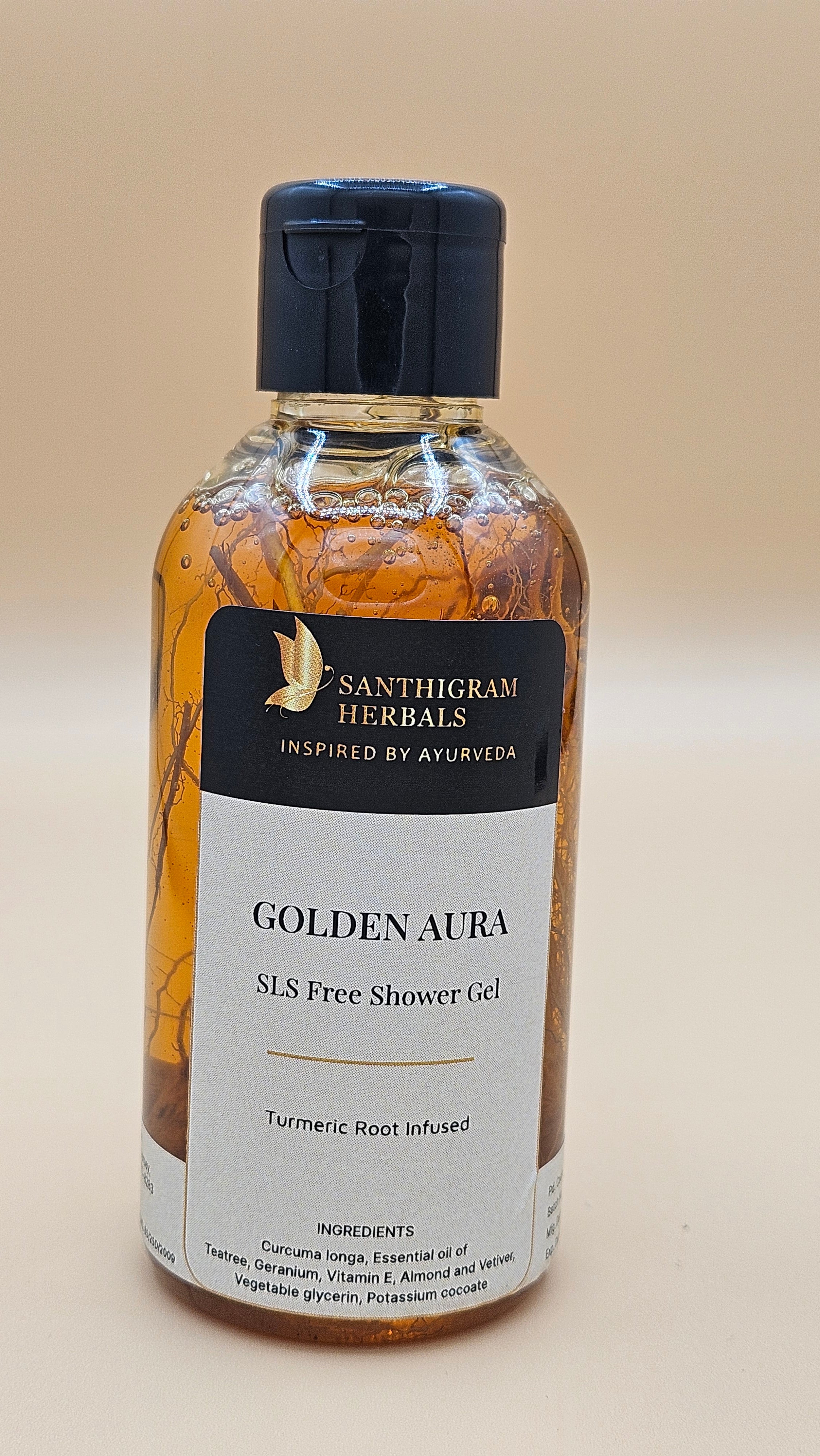 Golden Aura SLS Free Shower Gel — Turmeric Root Infused | Santhigram Herbals, 200ml