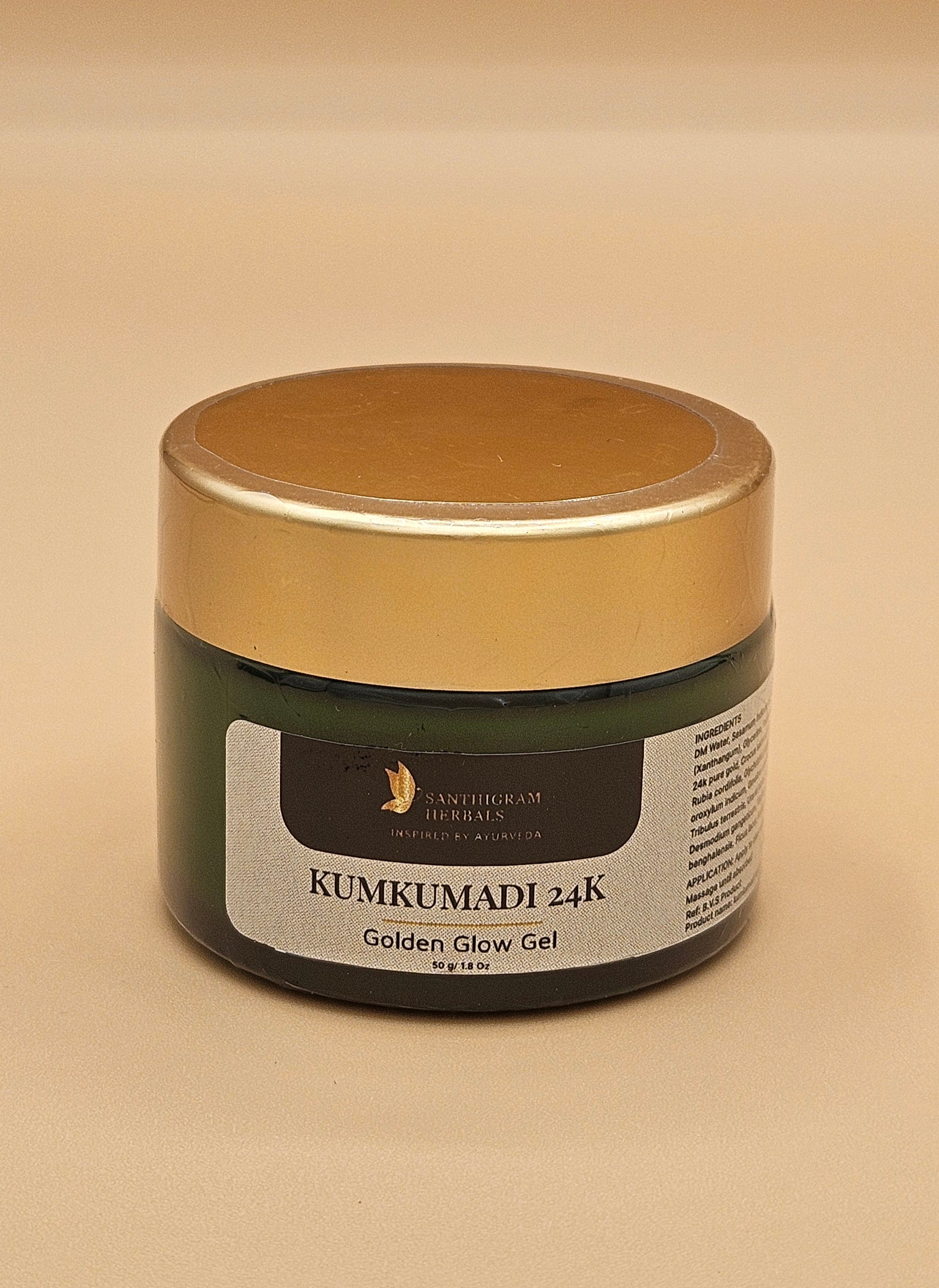 Kumkumadi 24K Golden Glow Gel — Saffron & 24K Gold Lepam | Santhigram Herbals, 50g